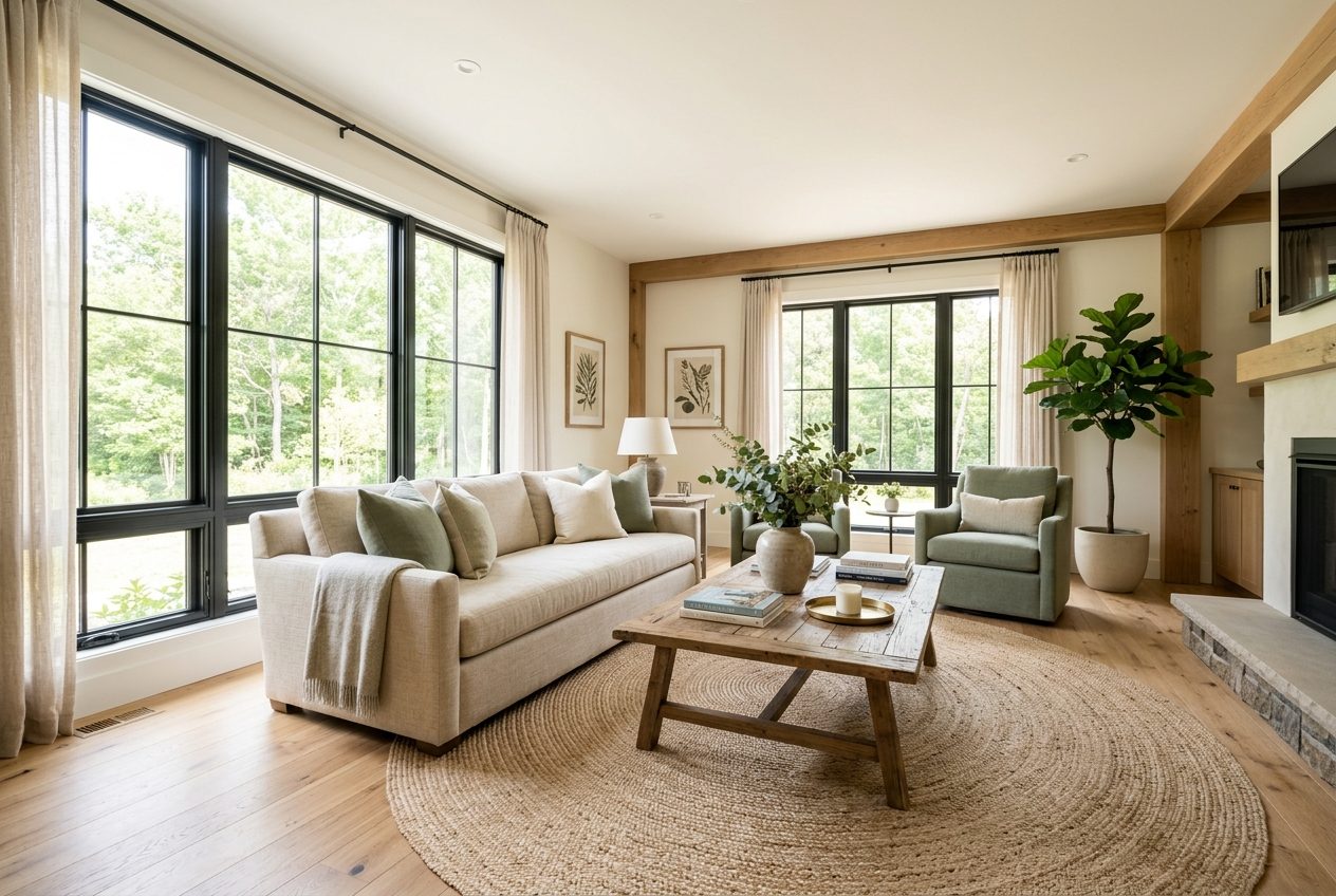 Same room after Roughdraft editing — bright, warm, and true to the space