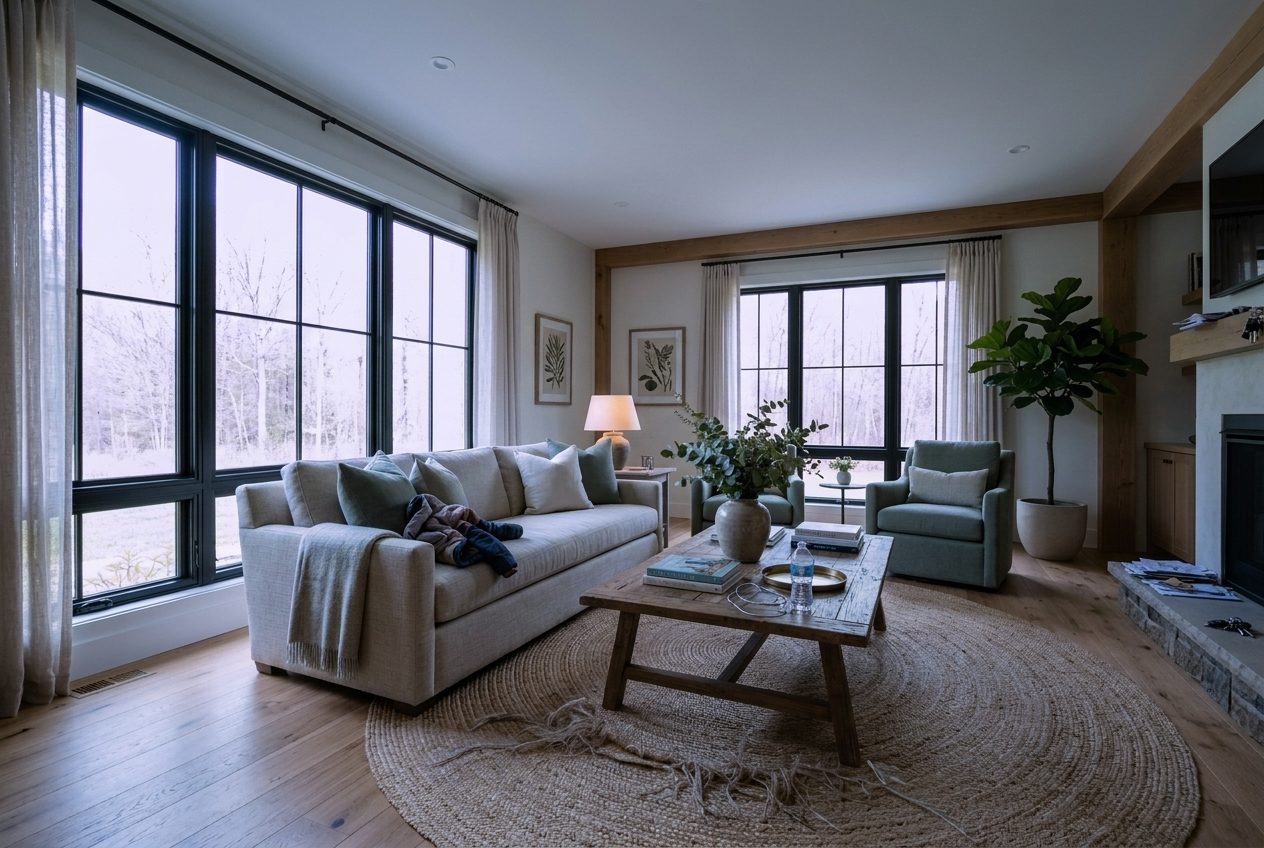 Listing photo before — dim, flat, and cool