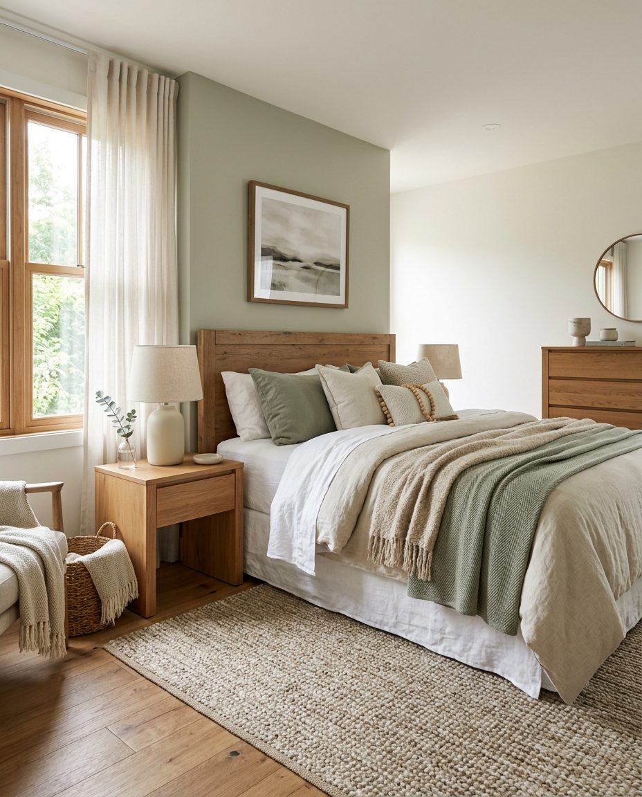 Serene styled bedroom interior